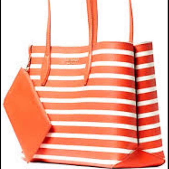 TAMARILLO ALL DAY SAILING STRIPE LARGE TOTE KATE SPADE BRAND NEW OPEN TOP